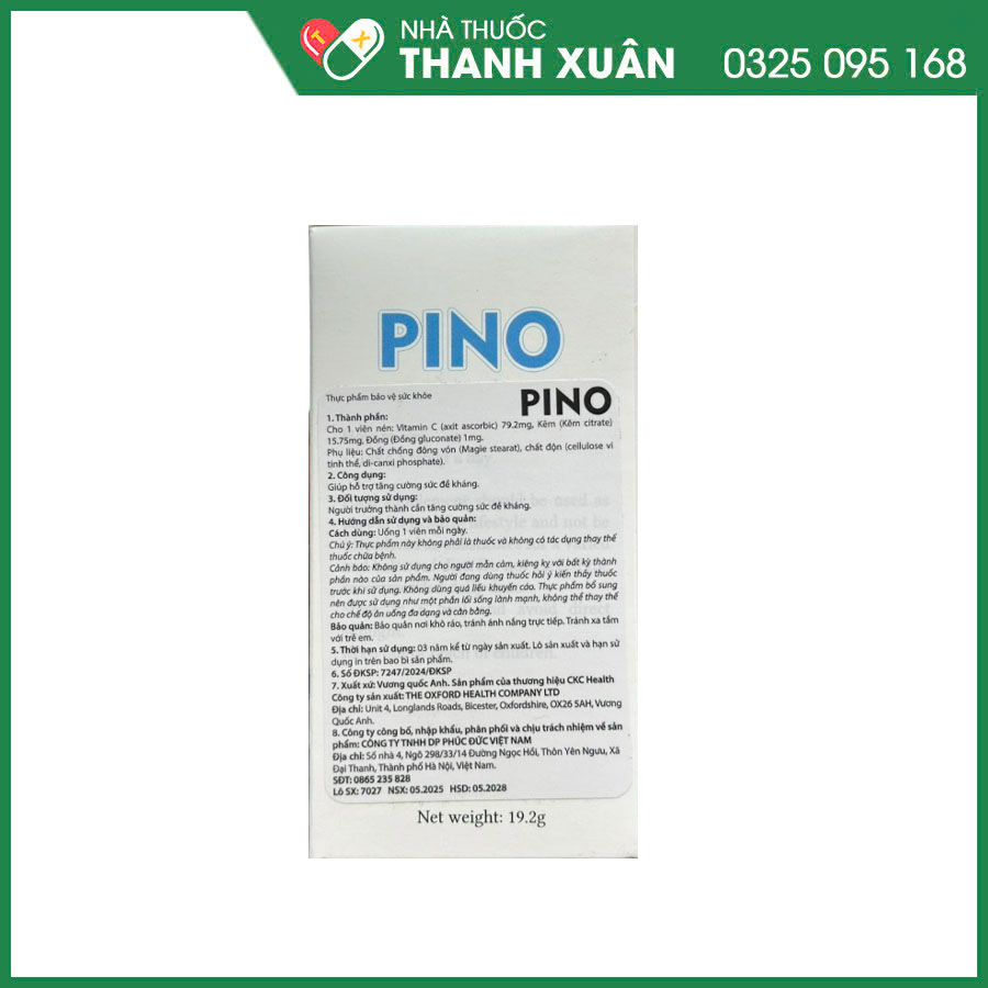 CKC Health PINO giúp hỗ trợ tăng cường sức đề kháng